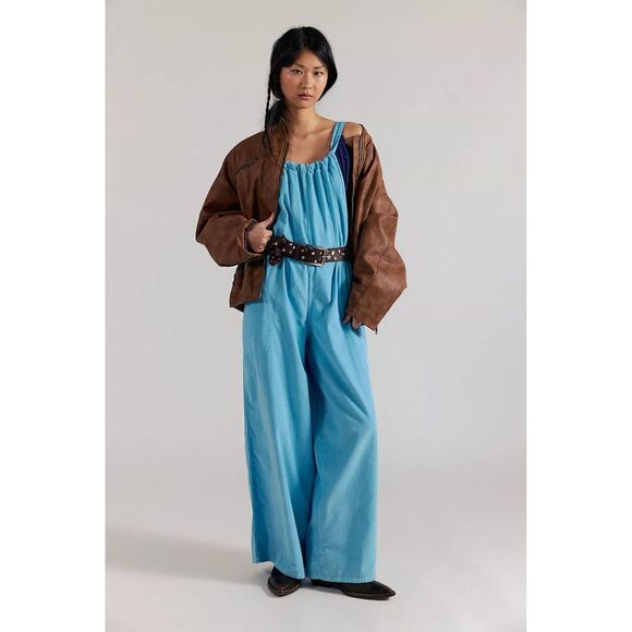 Free People Pants - Free People We The Free Freebird Cord Jumpsuit Wide Leg Cotton Cozy L NEW 284504